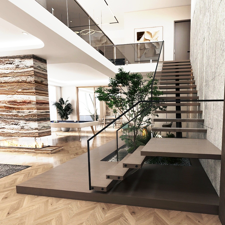 Belair Project entry and staircase feature, Adelaide Hills — StellarNova