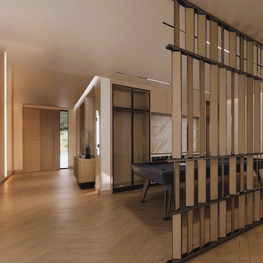 Glenelg Project games room with pool table and timber screen divider — StellarNova, Glenelg SA
